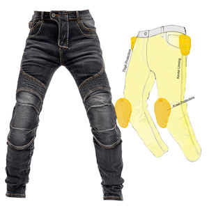 Los mejores pantalones vaqueros para bicicleta de Moto para hombre, estilo acanalado clasificado AA con forro de aramida, protección primaria CE, técnica lavada fabricada - Product Image 1
