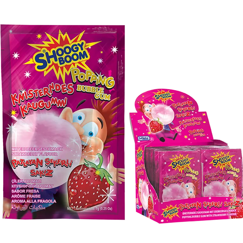 बबल गम और popping कैंडी स्ट्रॉबेरी स्वाद-1 में 2 उत्पाद