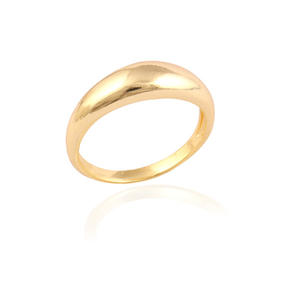 Bague en laiton plaqué or pour femme, anneau simple poli simple, unisexe, anneau en forme de dôme, fournitures bijoux faites à la main - Product Image 1