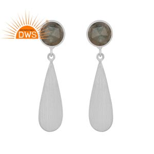 ต่างหูหล่นพลอยลาบราดอร์ไลท์กลม ผู้ผลิตเครื่องประดับ ต่างหูเงินแท้ 925 ผู้ผลิตเครื่องประดับชั้นดี - Product Image 1