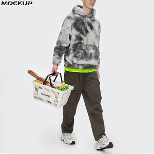 Sudaderas de gran tamaño con logotipo personalizado impreso para hombre, jersey de lana Sherpa grueso, Sudadera con capucha, jersey de invierno suave con tinte de corbata para hombre - Product Image 3