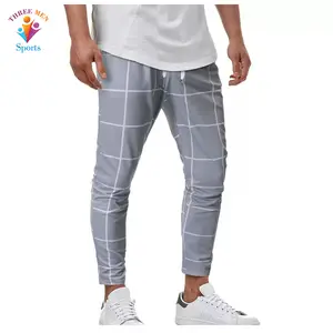 Homens casual check box estilo jogger calças moda para homens homens moda casual calças