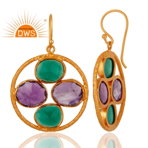 ต่างหูห้อยประดับพลอยอเมทิสต์ธรรมชาติและพลอยออนิกซ์สีเขียว รุ่นขายดีประจำปี 2026 สำหรับผู้หญิง จากผู้ผลิตเครื่องประดับ - Product Image 3