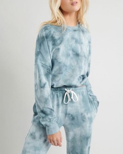 Wholesale women's <b>long</b> sleeve elastic hem crop top with <b>matching</b> joggers trousers - Product Image 5