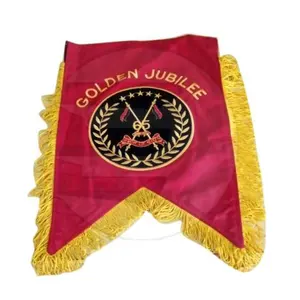 Highland Band Embroidery Banner Red Color Gold Embroidery Banner