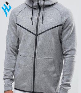 Sweat à capuche gris polaire de haute qualité100 % coton pull à capuche vente en gros hommes logo personnalisé impression style de broderie pour sweat à capuche - Product Image 3