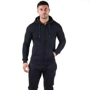 Haute qualité plaine fermeture éclair survêtement personnaliser blanc broderie Logo conception polaire à capuche et survêtement ensemble pour hommes vêtements de sport 2023 - Product Image 3