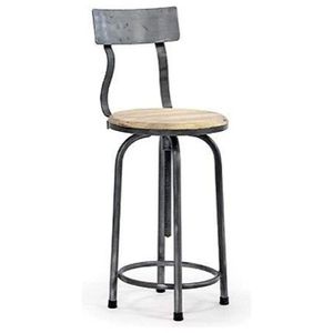 Silla de Barra Alta Giratoria de Metal y Hierro de Estilo Industrial Vintage de Alta Calidad con Asiento de Madera Resistente para Bares en Casa, Hoteles y Restaurantes - Product Image 1