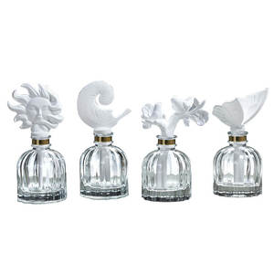 100ml Clear Round Glass <strong>Diffuser</strong> Bottle <strong>Ceramic</strong> Flower Fragrance <strong>Diffuser</strong> - Product Image 1