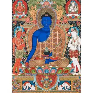 New eight Medicine Buddha art poster Buddhism Buddha Art Tibetan Religious Classic Hand Painting At Best Wholesale Price INDIA