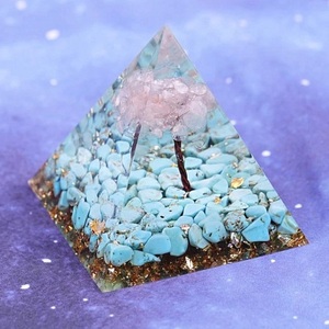 2022 ORGENIETE PYRAMID Handmade Turquoise Rose <b>Quartz</b> Gemstone Tree Life Orgone Pyramid New Semi-Precious Stone Crafts - Product Image 5