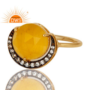 New Designer 925 Silver Yellow <b>Moonstone</b> Cocktail Ring for Wedding Wholesale 18k Gold Plated Jewelry Classic Collection - Product Image 2