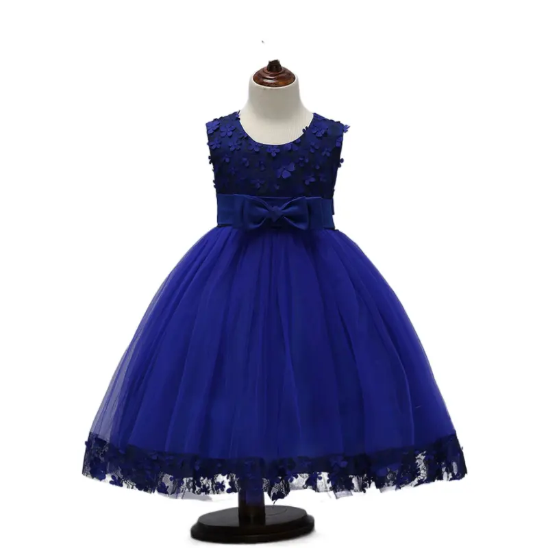 Thiết Kế Mới B Bow Flower Fancy Ball Gown Cô Gái Hoa Xoay Dresses Trẻ Em Mùa Đông Sang Trọng Quần Áo Cho Đảng