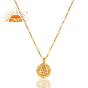 Mode Ronde Plaqué Or 925 Argent Blanc Topaze Pendentif Collier Pour Dames Bijoux Grossiste Collection Classique - Product Image 2