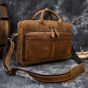 Personalized Handmade Vintage Leather Handbag Briefcase Messenger Bag Men Leather Shoulder Bag School Laptop Bag Best Father's D - Product Image 1
