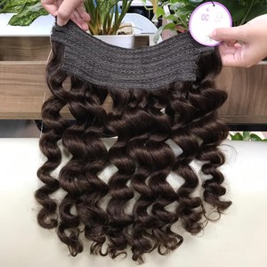 คลิปตัวอย่างฟรีในร่างกาย,ที่ต่อผมสีน้ำตาลเข้มหยัก Pelucas De Pelo Indio Ciento Humano ธรรมชาติเวียดนาม - Product Image 1