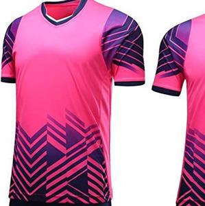 OEM Plain <b>Pink</b> and White Stripe Sublimated Soccer Jersey Uniforms - Product Image 3
