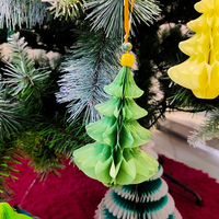 Mini Adornos de Papel para Árbol de Navidad, Decoración Colgante Amarilla y Verde para Decoración de Árboles Navideños