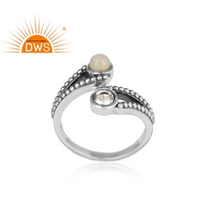 Beier — bague en argent Sterling 925, anneau de pierre précieuse à Double pierre, cristal naturel, Quartz et opale éthiopienne, vente en gros - Product Image 2