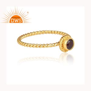 18พันชุบทอง925แหวนเงินเครื่องประดับผู้ค้าส่งสีแดงธรรมชาติโกเมนพลอยแหวนซัพพลายเออร์เครื่องประดับออกแบบใหม่ - Product Image 2