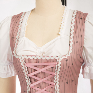 OEM kadın üstleri + elbise + önlük almanca geleneksel Oktoberfest kostümleri üç parçalı Set elbise - Product Image 5