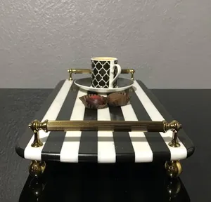 Bandeja Rectangular de Mármol Blanco y Negro, Diseño Único y Limitado, Arte de Lujo por KSN - Product Image 3