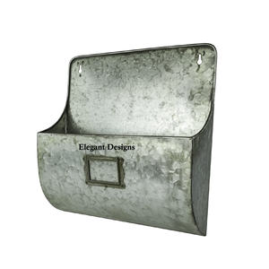 Luxueux jardinière murale galvanisée de qualité supérieure lot de deux poches vintage personnalisées à la main taille jardinière en gros - Product Image 6