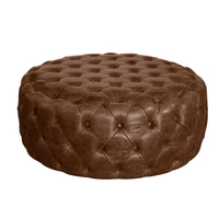Table basse ronde moderne pour petit salon moderne, ottoman en cuir Chesterfield, meubles de salon, meubles de maison