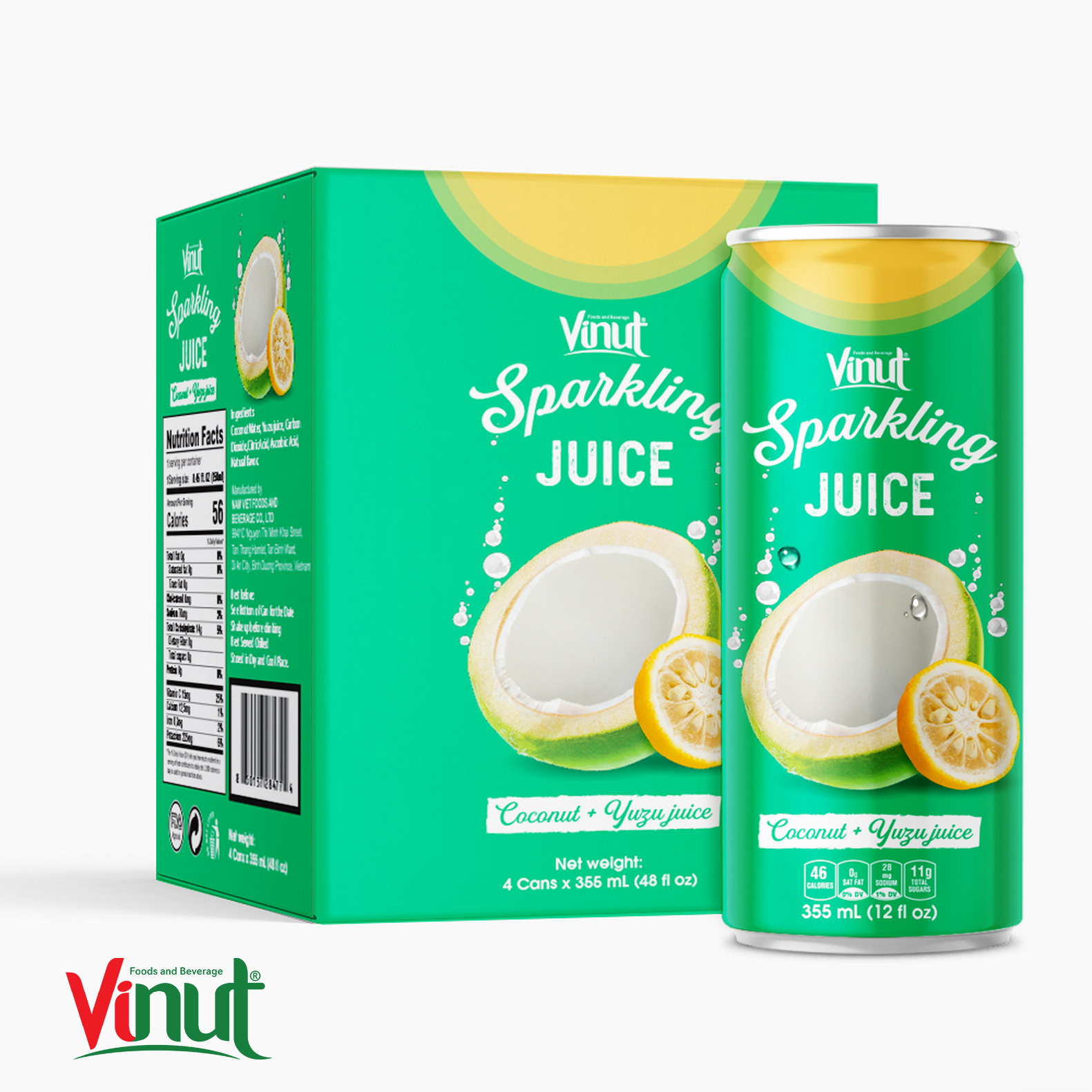 355 мл конвеерная машина для розлива газированных напитков коробка 4 банок кокос и юзу сок новый список хороший запах сладкий без консервантов новейший ОЕМ для напитков