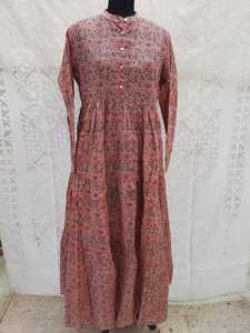 Robe chemise en tissu imprimé à la main de haute qualité, fermeture boutonnée et couture plissée, robes longues décontractées pour femmes, vêtements pour femmes - Product Image 4