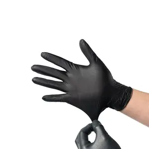 Wholesale Black Thickened Powder Free Wear-Resistant Oil-Proof Nitrile Gloves Food Grade Nitrile Gloves