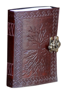 Cahier et carnet de croquis en cuir véritable marron arbre de vie journal fait main avec serrure C en laiton et pages blanches vierges - Product Image 2