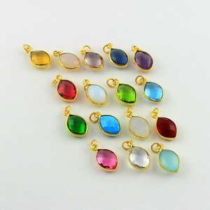 Pendentif en forme de marquise turquoise et or Vermeil Bijoux en argent sterling 9x12mm avec breloque plaquée or - Product Image 5