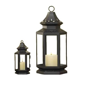 Lanterne à bougie en métal fini antique décoration de balcon de maison bocaux à bougies lampes en métal légères suspendues décoration de balcon de maison - Product Image 1