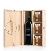 Beste Qualität Italienisch gemacht Holz Wein Geschenk box Rotwein Flasche Glas Gelee Marmelade Moscato Wein für Tisch geschirr