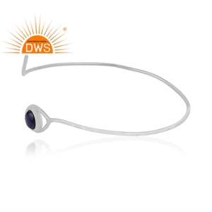 Natural Lapis Lazuli Gemstone Bangle <b>Adjustable</b> <b>Silver</b> Bangle Wholesale Eye Designer Sterling <b>Silver</b> Bangle Jewelry Supplier - Product Image 2