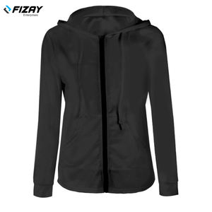 Chándal deportivo ajustado para mujer, chaqueta con capucha de gimnasio de Color sólido con cremallera, decoración de logotipo, suéteres de tela tejida ligera, sudaderas con capucha - Product Image 5