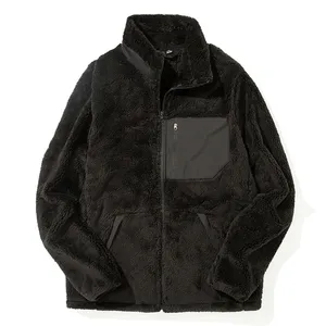 优质Sherpa羊毛定制设计冬季厚黑色和定制颜色羊绒夹克男士多口袋