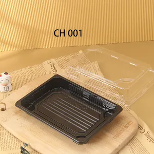 Einweg behälter aus Kunststoff zum Mitnehmen Japanische wieder verwendbare Tabletts mit Deckel Lebensmittel behälter Tablett Klare Verpackung Sushi-Box