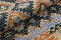Alfombra Tejida de Lana/Seda para Interiores, Bordada, de Alta Calidad, Pelo Plano, Reversible, Moderna, Grosor Medio, Base de Nailon Antideslizante para el Hogar