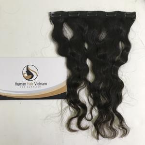 Clip en Vietnam extensión de cabello humano 100gram, extensión de pieza de cabello humano 100 ondulado natural con 3 tiras 13clips - Product Image 4