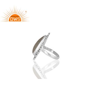 Anillo de cóctel de Plata de Ley 925 con piedra lunar de arcoíris para niñas, joyería al por mayor - Product Image 3