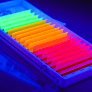 Bandejas de Pestañas de Neón con Luz UV, Pelo Sintético Fluorescente, Curvatura BC, Profesional, Fácil de Abanicar, Suministros LED para Pestañas con Brillo - Product Image 1