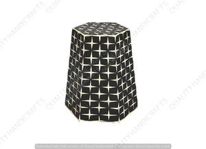 New Modern Bone Inlay Bedside <b>Table</b> Striped Design Stool Blue and White India Quality Handicrafts - Product Image 5