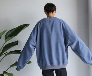 Trajes de sudor lavados con ácido azul marino personalizados sudaderas al por mayor 100% algodón Terry Oversized Trac - Product Image 4