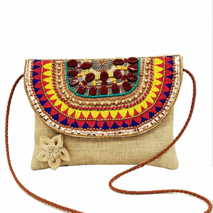 Luxury <b>Beaded</b> Indian Ethnic Festive Clutch <b>Purse</b> for Women with Hand Embroidery - Product Image 1