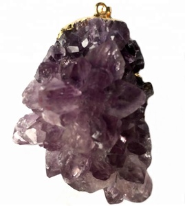 Pendentif en perle d'améthyste en laiton druse, 50 pièces, bon marché, vente en gros - Product Image 6