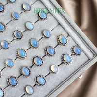 Bagues en opalite et strass, tailles US 5-11, larges et imposantes, en cristal, pour femmes, vente en gros