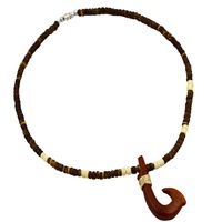 Collier tendance en coquille de noix de coco avec pendentifs en bois, collier de bijoux unisexe