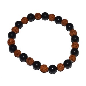 การรักษาอัญมณีสีดำทัวร์มาลีนกับสร้อยข้อมือRudraksha - Product Image 1